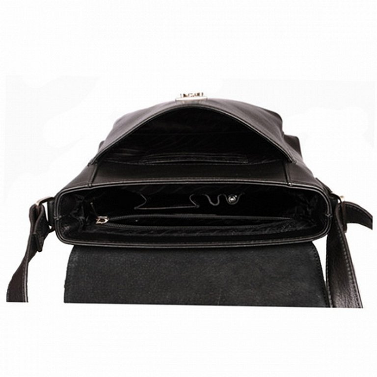 Сумка мужская Dr.Koffer 26*23*6 см, нат. кожа, на плечевом ремне, черная