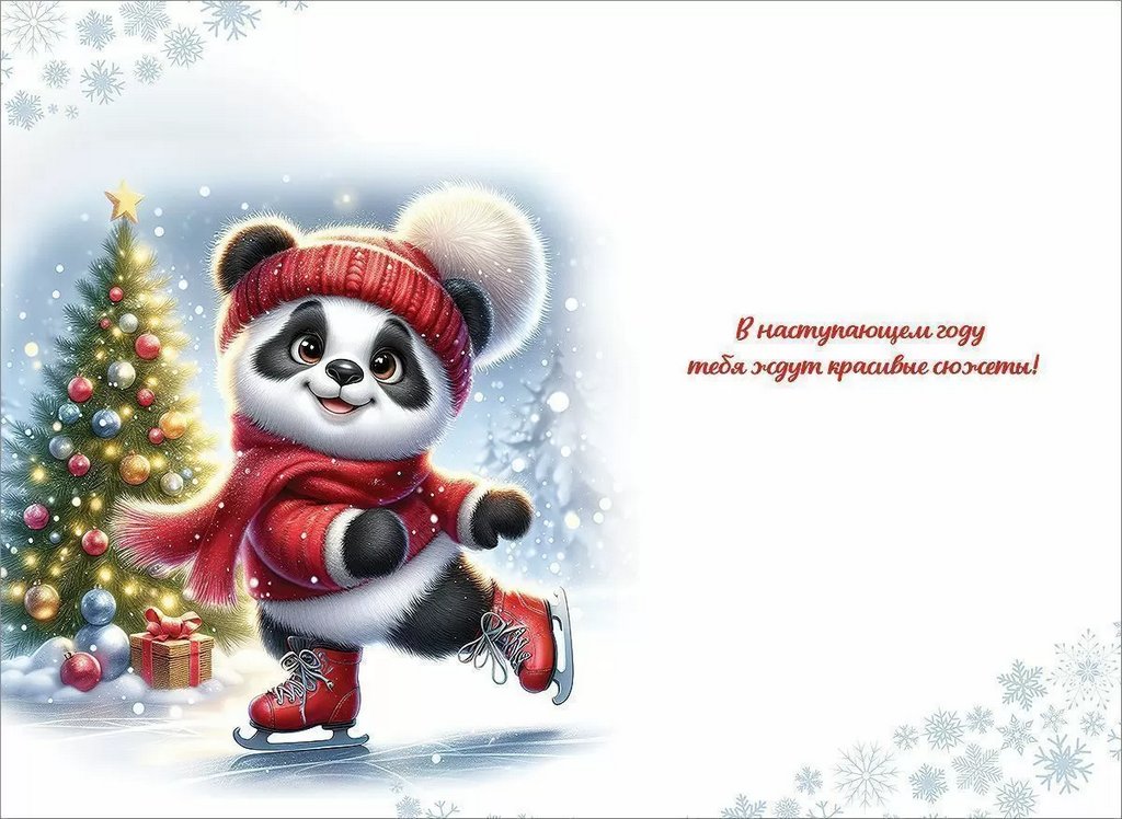 Открытка  НГ средняя "С Новым годом!" текст