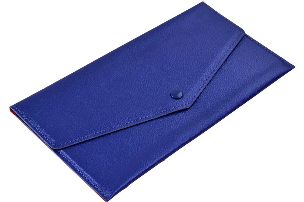 Папка-органайзер для путешествий 227x110 мм на кнопке, синий металлик, 1 отделение