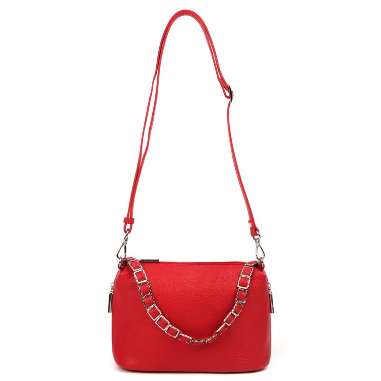 Сумка женская Palio, 26х17х10 см, нат. кожа, красный