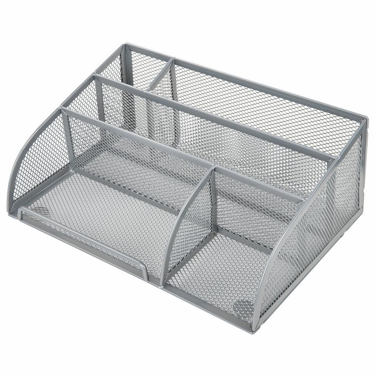 Подставка наст д/канц. принадлеж. металл, Brauberg "Germanium", 5 отд., серебро