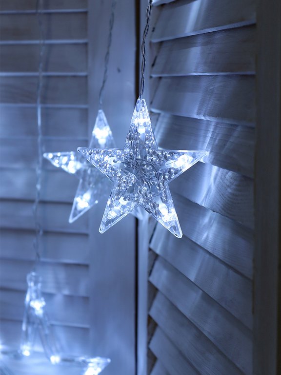 Гирлянда комнатная Бахрома "Звездное небо" 2,5м*1м, 92 холодных ламп, прозрачная нить, 220 В