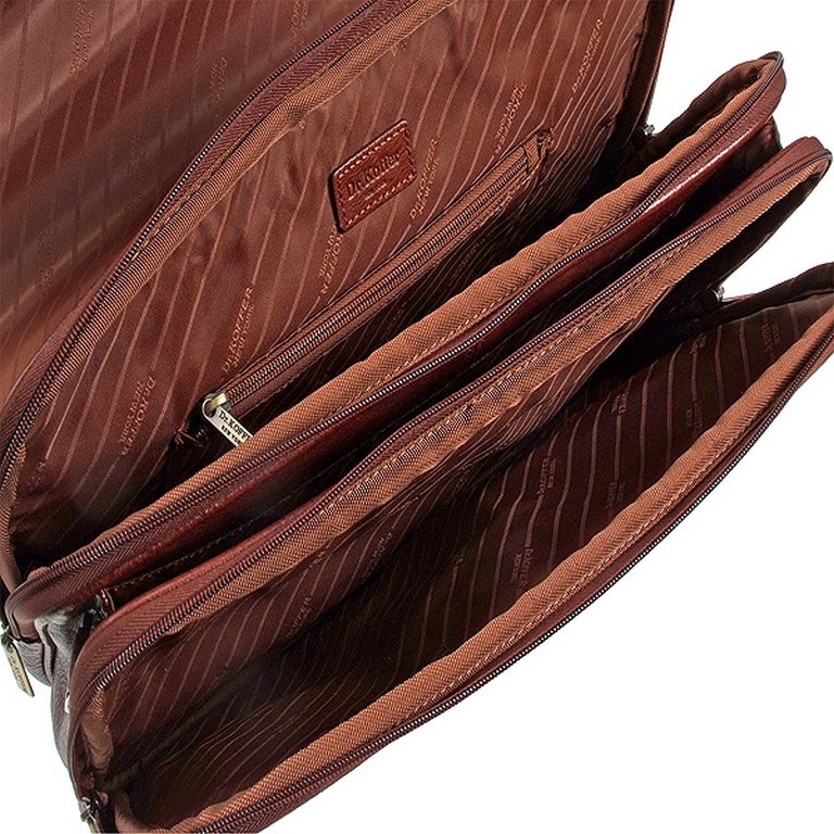 Портфель Dr.Koffer 31*42*12см, нат. кожа, коньяк