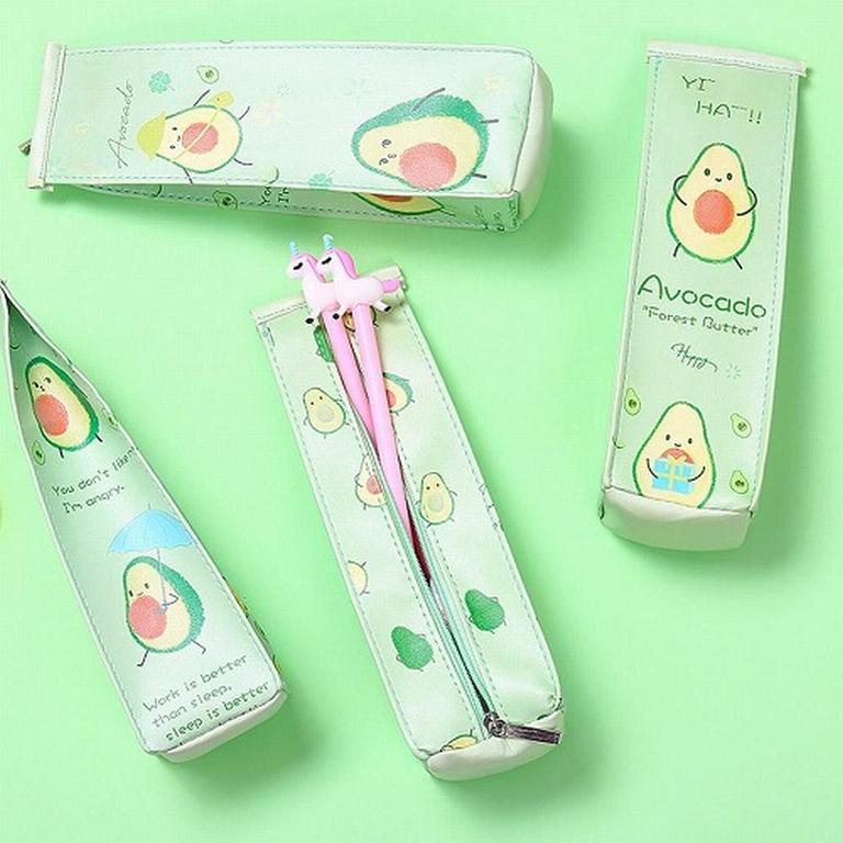 Пенал   "Avocado",  иск.кожа, 21х6х6см (3 дизайна)