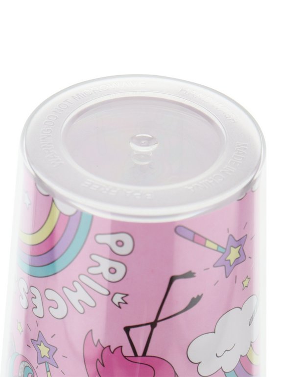 Стакан с трубочкой и крышкой 450мл "Сахарный единорог"