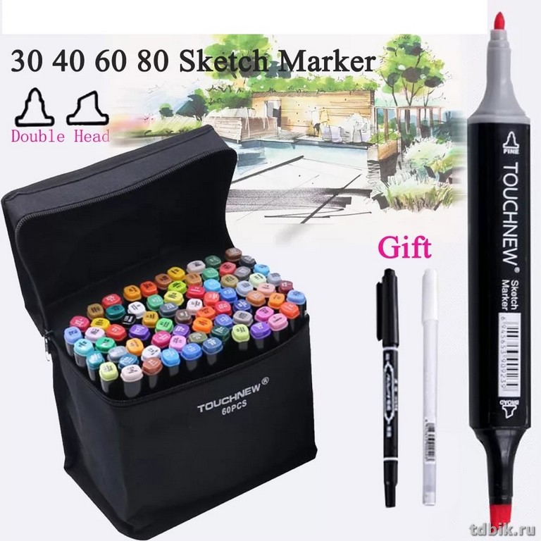 Маркер для скетчинга   1шт спиртовой, цв. ассорти