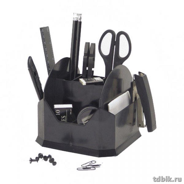 Набор настольный пластик 15 предметов Attache черный, вращающийся