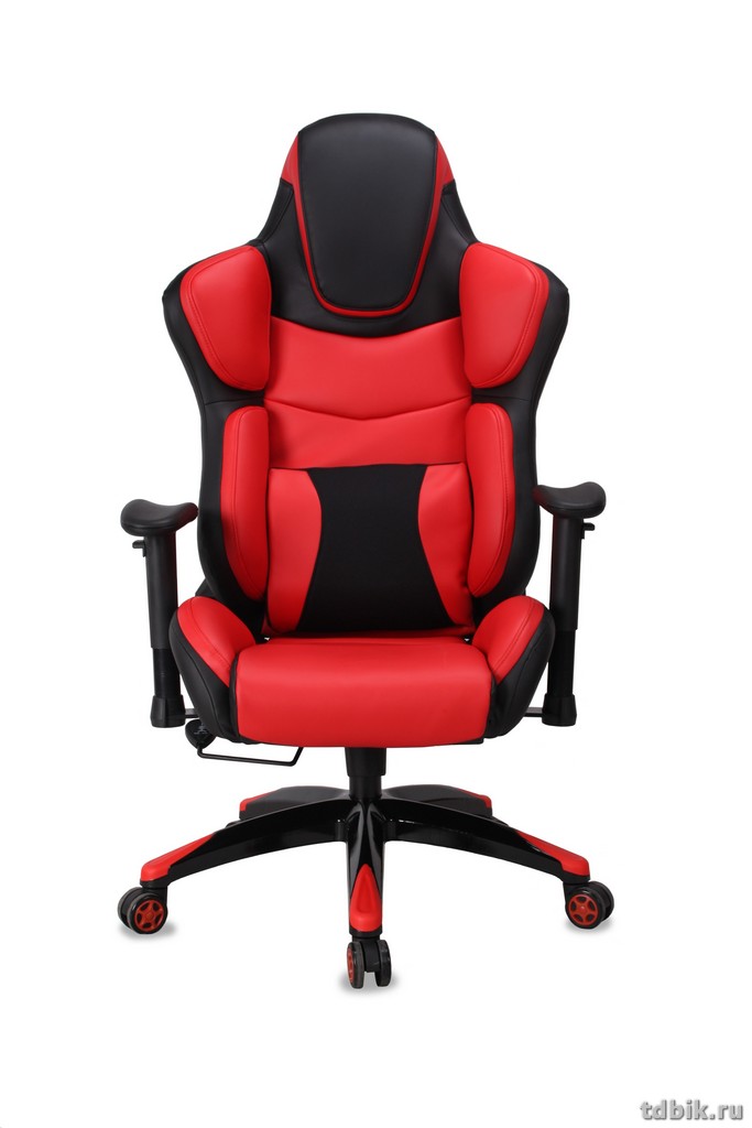 Кресло игровое Бюрократ CH-773/BLACK+R (искусственная кожа, одна подушка черный/красный, пластик чер