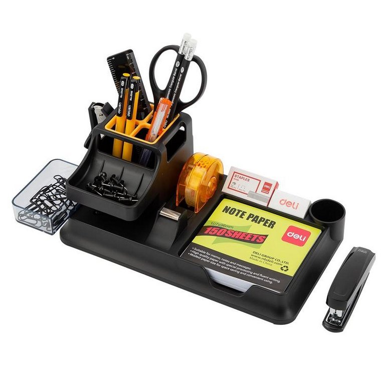 Набор настольный пластик 17 предметов Deli черный