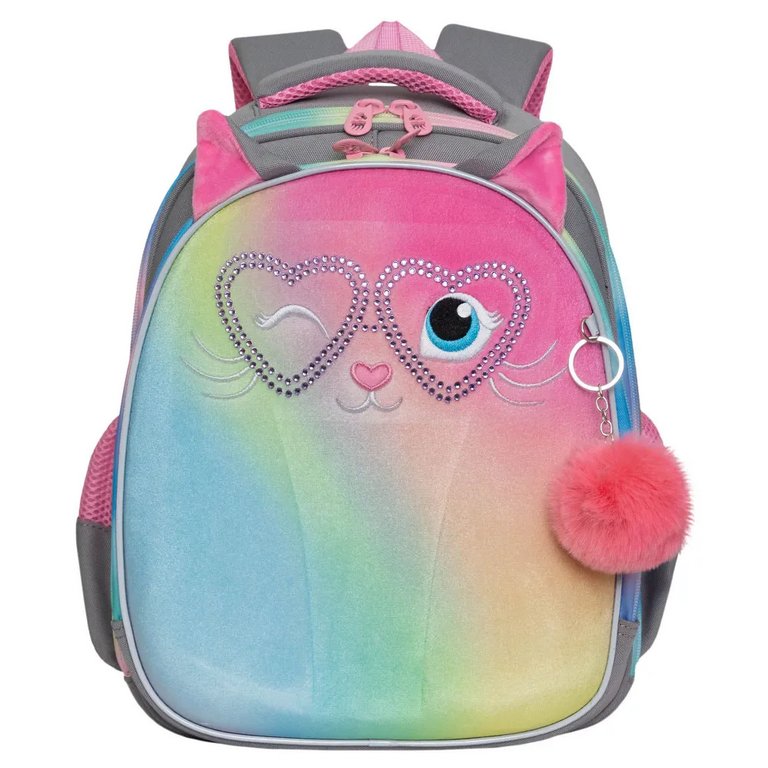 Рюкзак каркасный для девочки Grizzly 28*36*20 см., серый