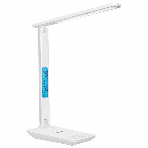 Светильник наст. DASWERK, подставка, LED, 10 Вт, белый с дисплеем и беспроводной зарядкой