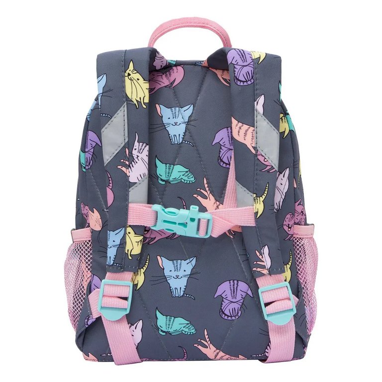 Рюкзак детский для девочки Grizzly "Котики" 21*29*8 см, серый