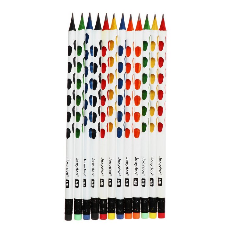 Карандаш ч/г с выемками HB трехгранный JOOYDOO "Микс" с ластиком