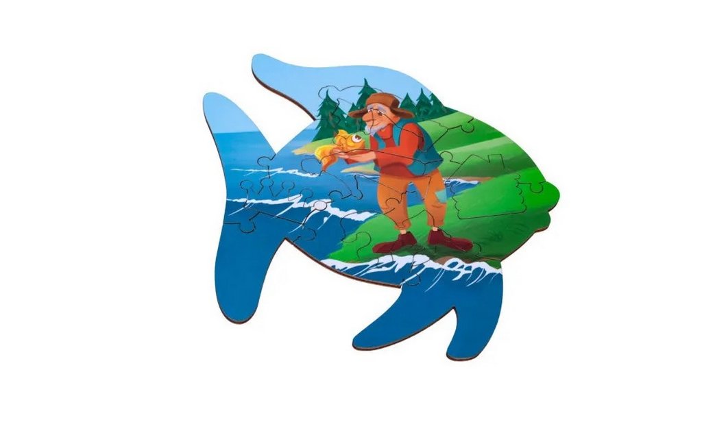 Пазлы деревянные фигурные  13 дет. "Золотая рыбка" CLEVER ENERGY