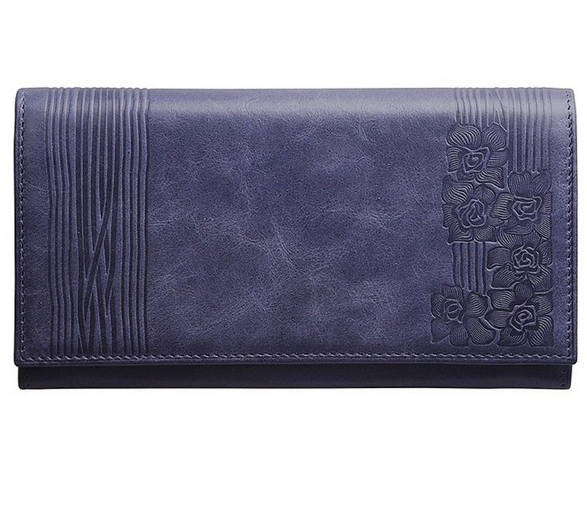 Портмоне D.Morelli женское "Сюита" большое  нат. кожа,  синее