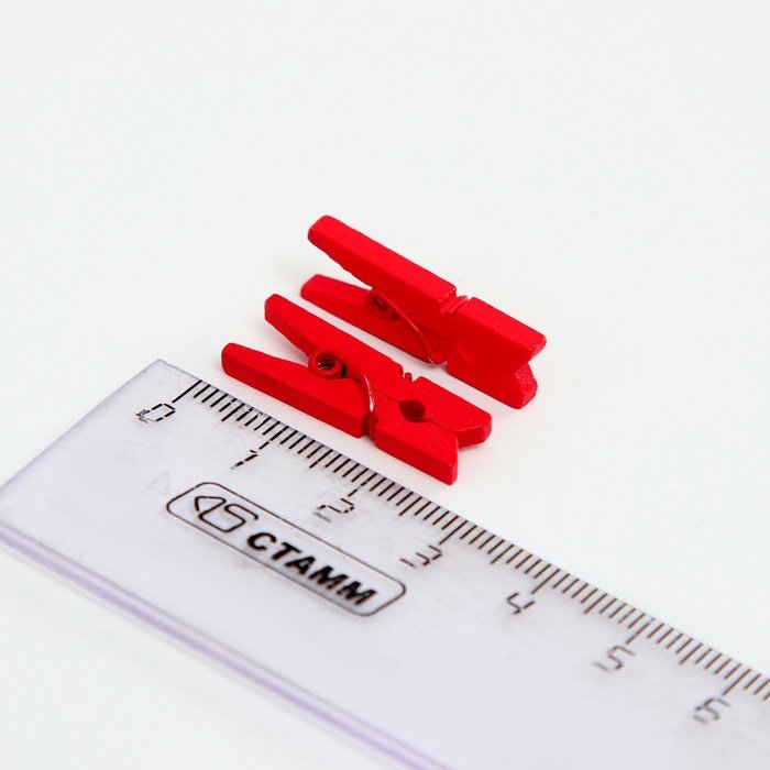 Прищепки деревянные 25мм красные (50 шт/уп)