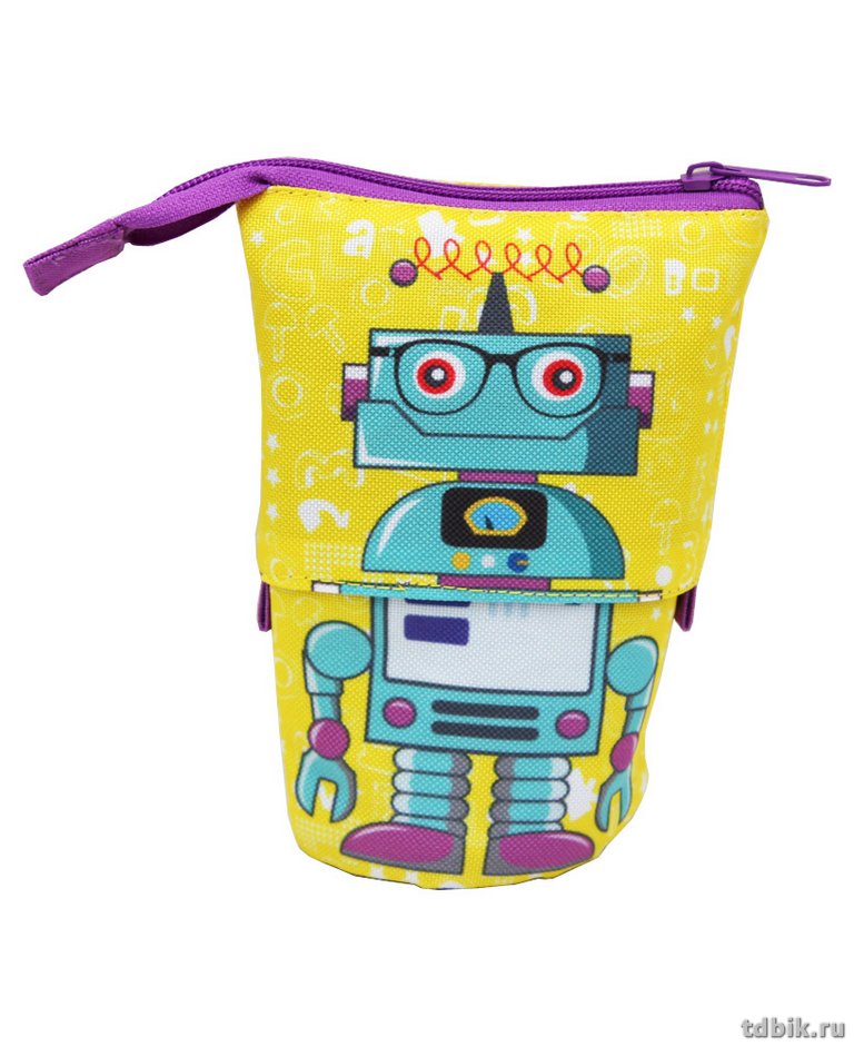 Пенал  для мальчика  настольный вертикальный Проф-Пресс "Робот в очках" ткань