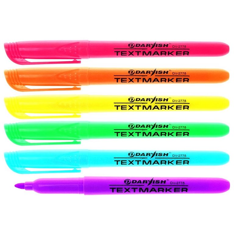 Набор текст-маркеров  6 шт Darvish  (желтый, оранж, фиол, зеленый, розовый .голубой)