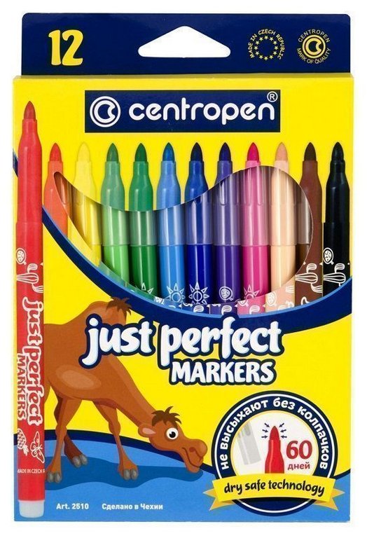 Набор фломастеров 12 цв. Centropen "Perfect" невысыхающие (до 60 дней без колпачка)