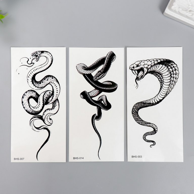 Наклейка-тату "Змея" МИКС 7*14 см
