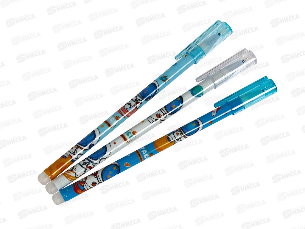 Ручка пиши-стирай гелевая "Космос" синяя 0,38мм