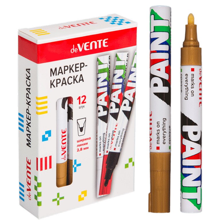 Маркер-краска лаковый  2,8мм deVENTE золотистый (нитро-основа, мет.корпус)