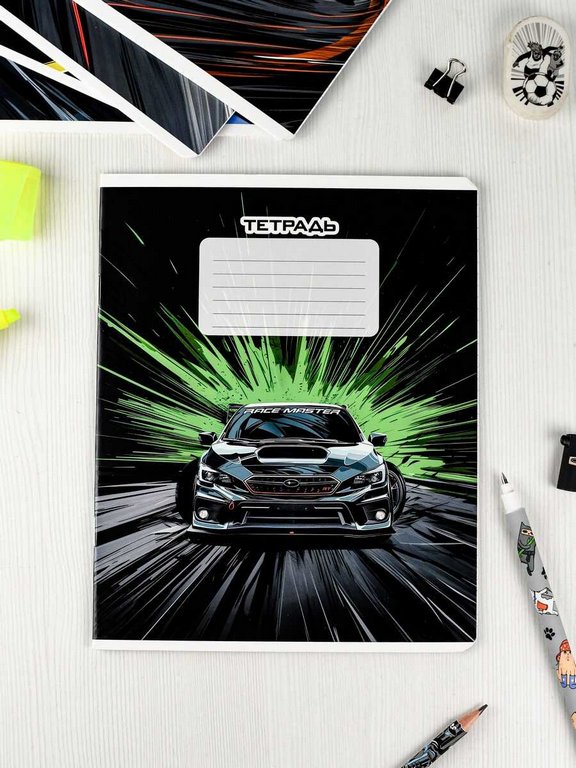 Тетрадь 12 лист кл. А5+ "Неоновые тачки" ассорти