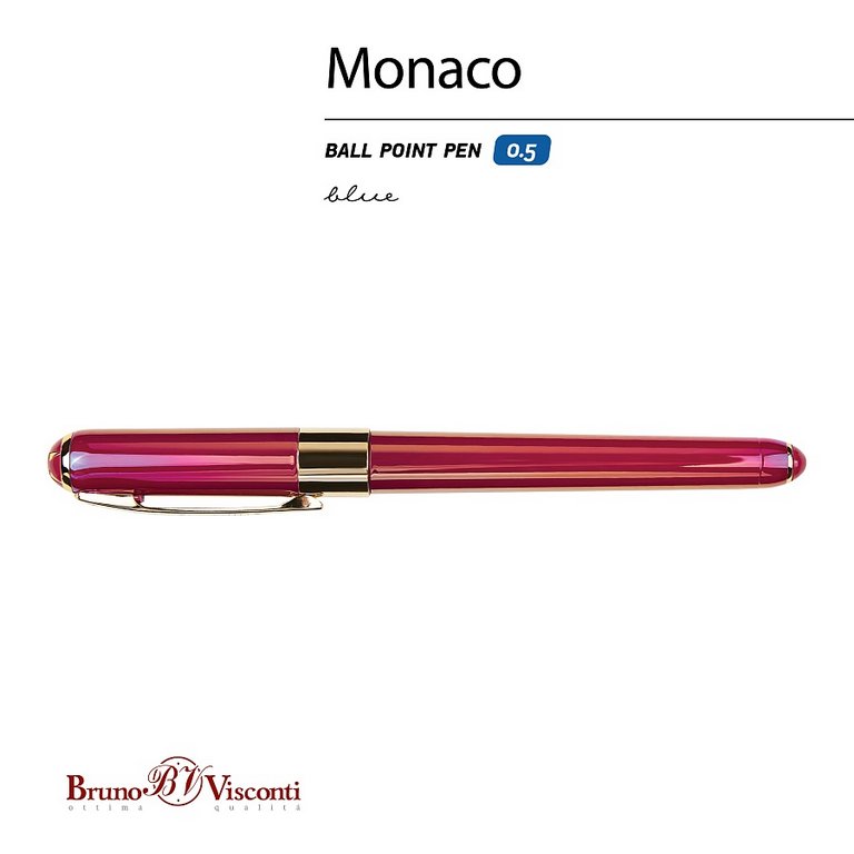 Ручка шариковая Bruno Visconti "Monaco Pearl" 0,5мм синяя (пурпурный корпус)