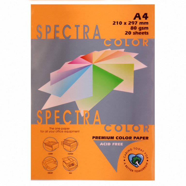 Бумага Spectra Colour 80 А4, 20 лист/уп, оранжевый