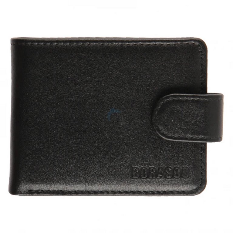 Портмоне Borasco мужское, нат.кожа, 8*10 см, цвет черный