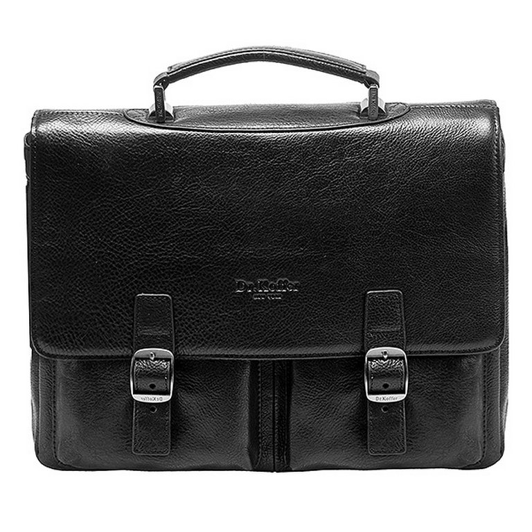 Портфель Dr.Koffer 26*35*7-10см, нат. кожа, с расширением, черный, хит