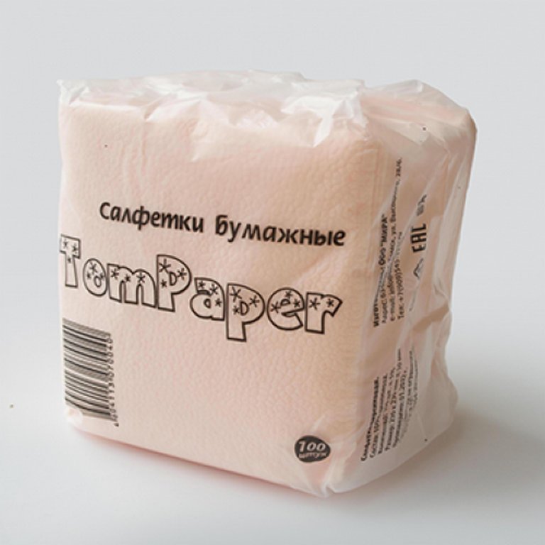 Салфетки цветные персиковые 23х23 TomPaper, 100 шт/уп