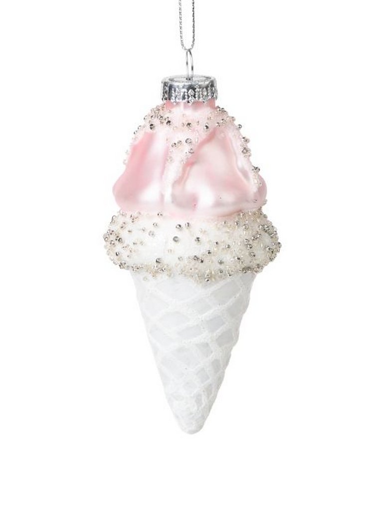 Украшение елочное из стекла "Пломбир" 5,5x5,5x12см