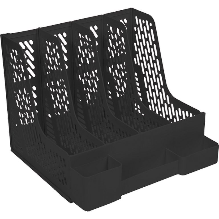 Лоток вертикальный 4-х секцион, с отделени д/канц. принадлеж. deVENTE  Universa черный