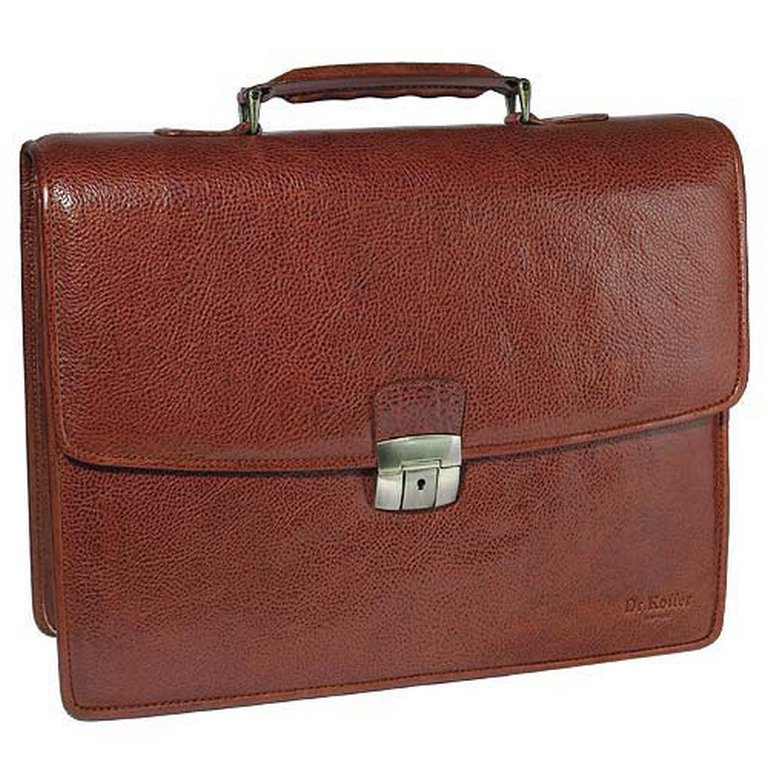 Портфель Dr.Koffer 41*31*10см, нат. кожа, со съемным плечевым ремнем, коньяк