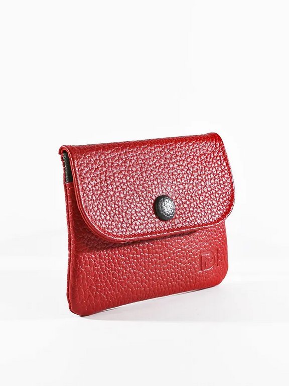 Портмоне D.Morelli женское "Бриенна"  мини, нат.кожа, красный