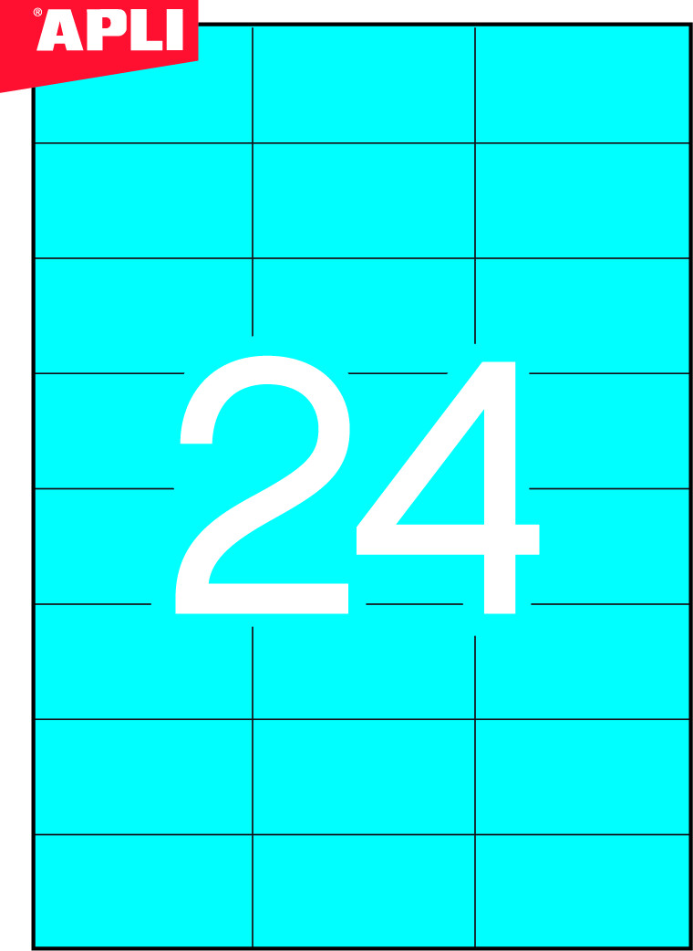 Этикетки самоклеящиеся А4 70*37, 24 этикетки, прямоуг. края голубые, Apli