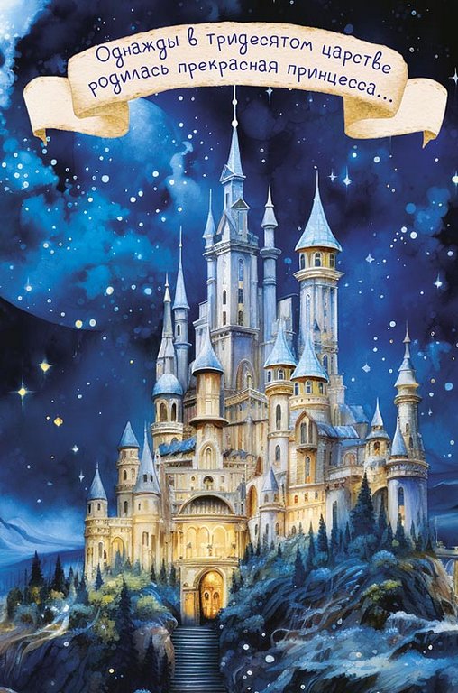 Открытка средняя детская "Однажды в тридесятом царстве" текст