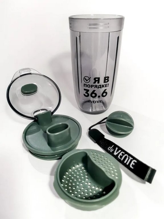 Бутылка пластиковая  400мл "Force" с шейкером deVENTE