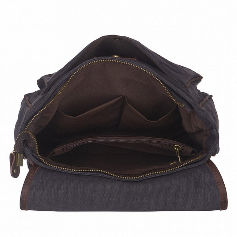 Рюкзак женский Dr.Koffer 30x37x10 см, нат.кожа, текстиль, серая