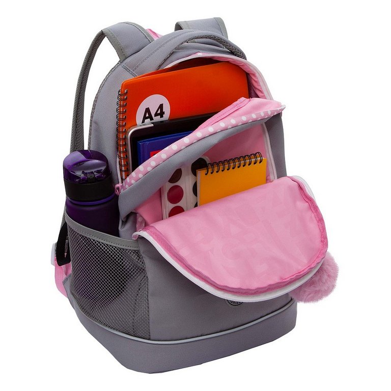 Рюкзак школьный для девочки Grizzly 28*38*18 см, серый