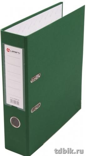 Папка-регистратор А4 80мм Lamark пл. карман на торце, метал. окантовка, зеленая