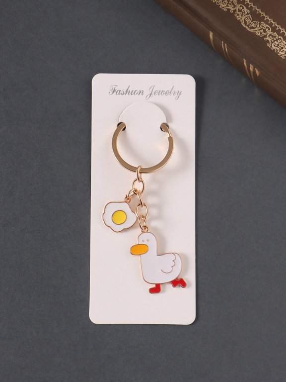 Брелок "Утка и яйцо" 9 см (металл, эмаль)