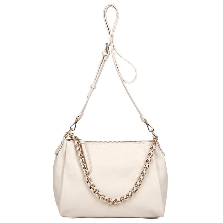 Сумка женская FABRETTI 32х22х14 см, нат. кожа, бежевый