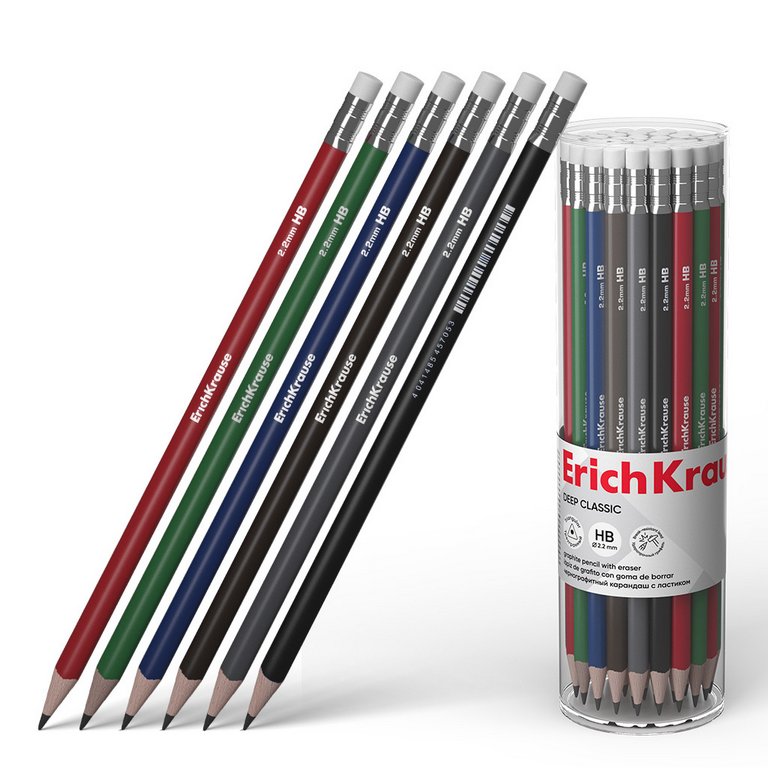 Карандаш ч/г HB трехгранный ErichKrause "Deep Classic" с ластиком