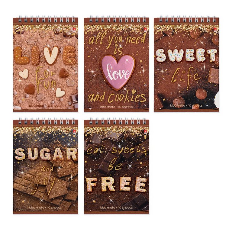 Блокнот А6  40л.,  94*132 мм, на гребне Альт "SWEET LIFE" 5 видов
