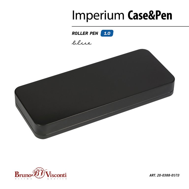 Ручка-роллер BV Imperium в футляре (металл) синяя 0,7мм, корпус черный/золотой