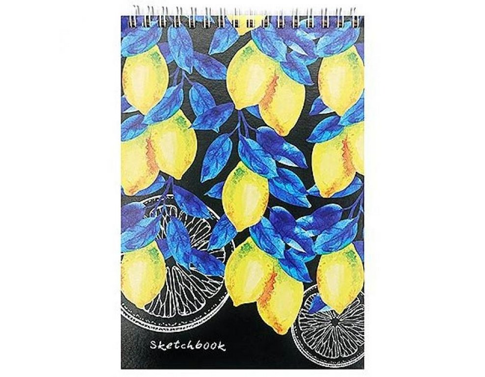 Скетчбук 148*210 мм, 50л. гребень "ЛИМОННОЕ ДЕРЕВО" жесткая подложка, блок крафт