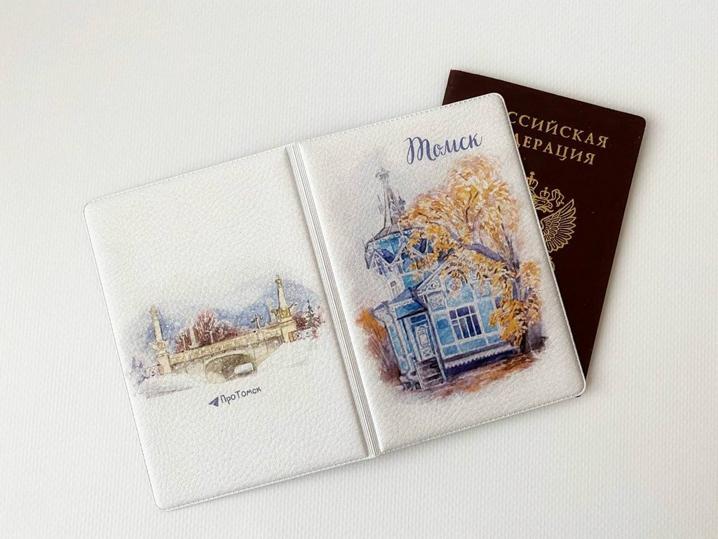 Обложка для паспорта Томск, эко кожа (ассорти)