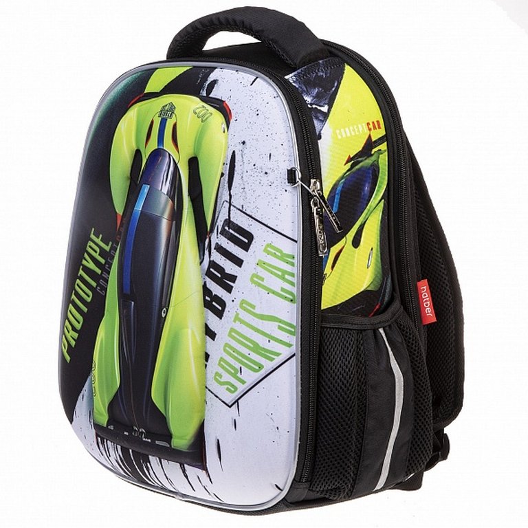 Рюкзак каркасный для мальчика Hatber Ergonomic "Autosport" (материал с 3D эффектом) 29*38*16см,